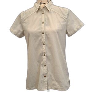 Orvis Vented Shirt S Button Down Short Sleeve Cream Color Fishing Performance